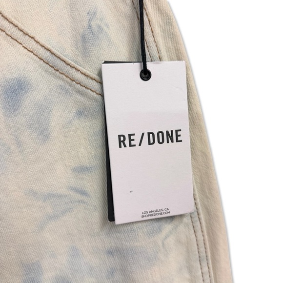 Re/Done Super High Rise Cargos Wide Leg Tie Dye Jeans Cream Blue denim NWT 26 - Picture 6 of 13